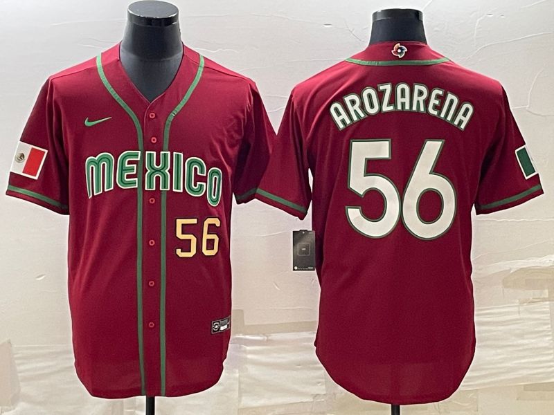 Men 2023 World Cub Mexico 56 Arozarena Red Nike MLB Jersey7